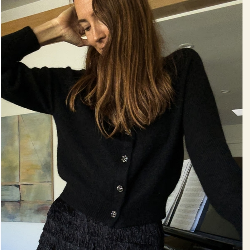 NWT DOEN Petra Crystal Cardigan Black XS - Picture 2 of 8